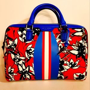 Henri Bendel Red and Blue Floral Satchel